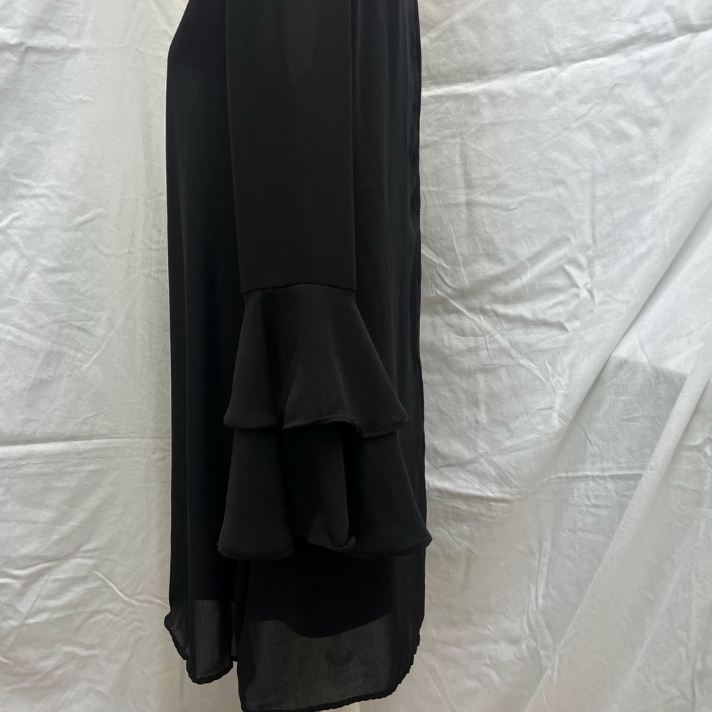 Altar’d State black v-neck dress with long bell sleeves. - Picture 4 of 9